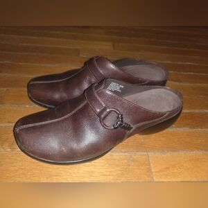 ROCKPORT DMX HYDRO SHIELD WATERPROOF WOMENS MULES BROWN LEATHER SHOES 8.5 M